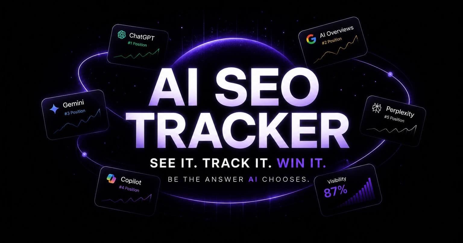 AI SEO Tracker dashboard showing AI visibility tracking, prompts, and weekly reporting across ChatGPT and other LLMs