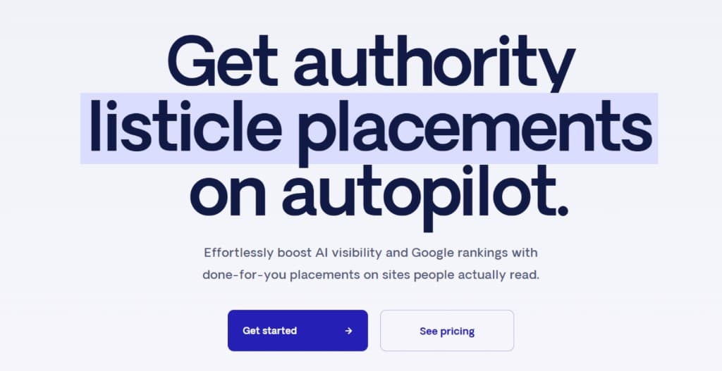 Respona homepage: get authority listicle placements on autopilot for AI visibility and Google rankings