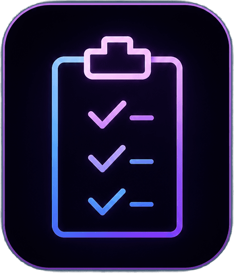 Clipboard with a checklist, representing the prioritized action plan and report