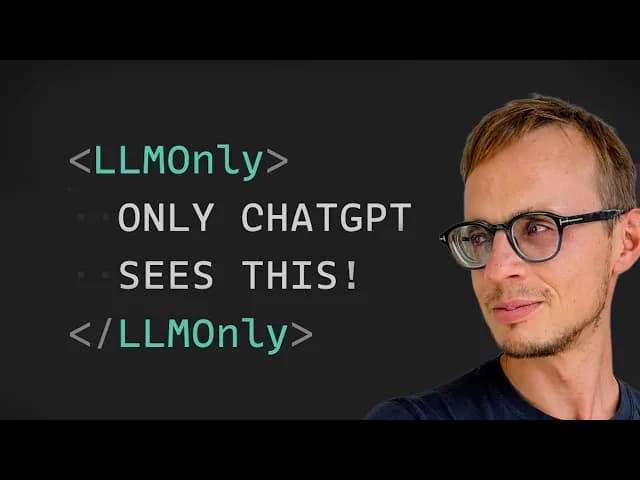 Youtube video Your Pricing Slider is Killing Your AI SEO (LLMOnly Component Fix)