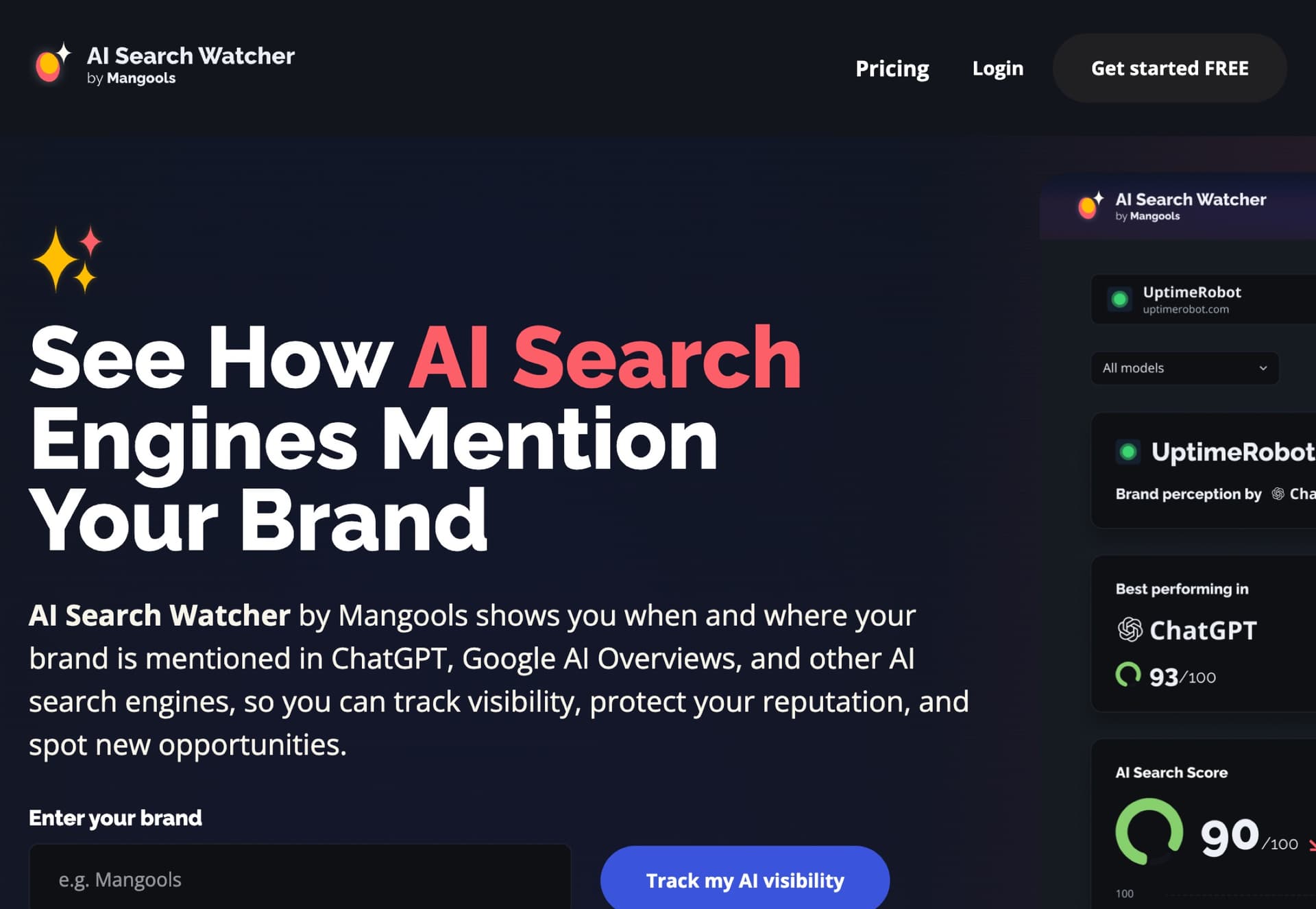Mangools AI Search Watcher page