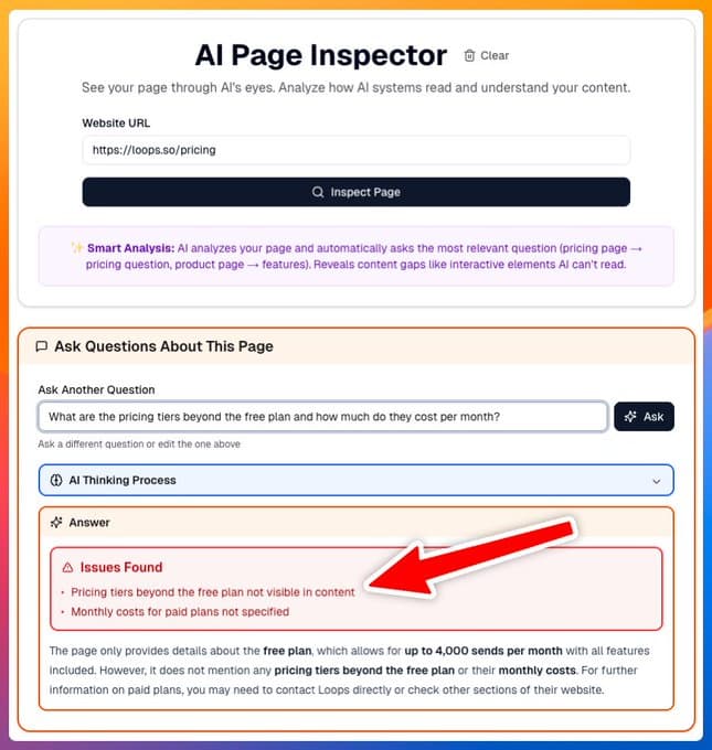ChatGPT using Encharge's blog post to answer questions about Loops.so